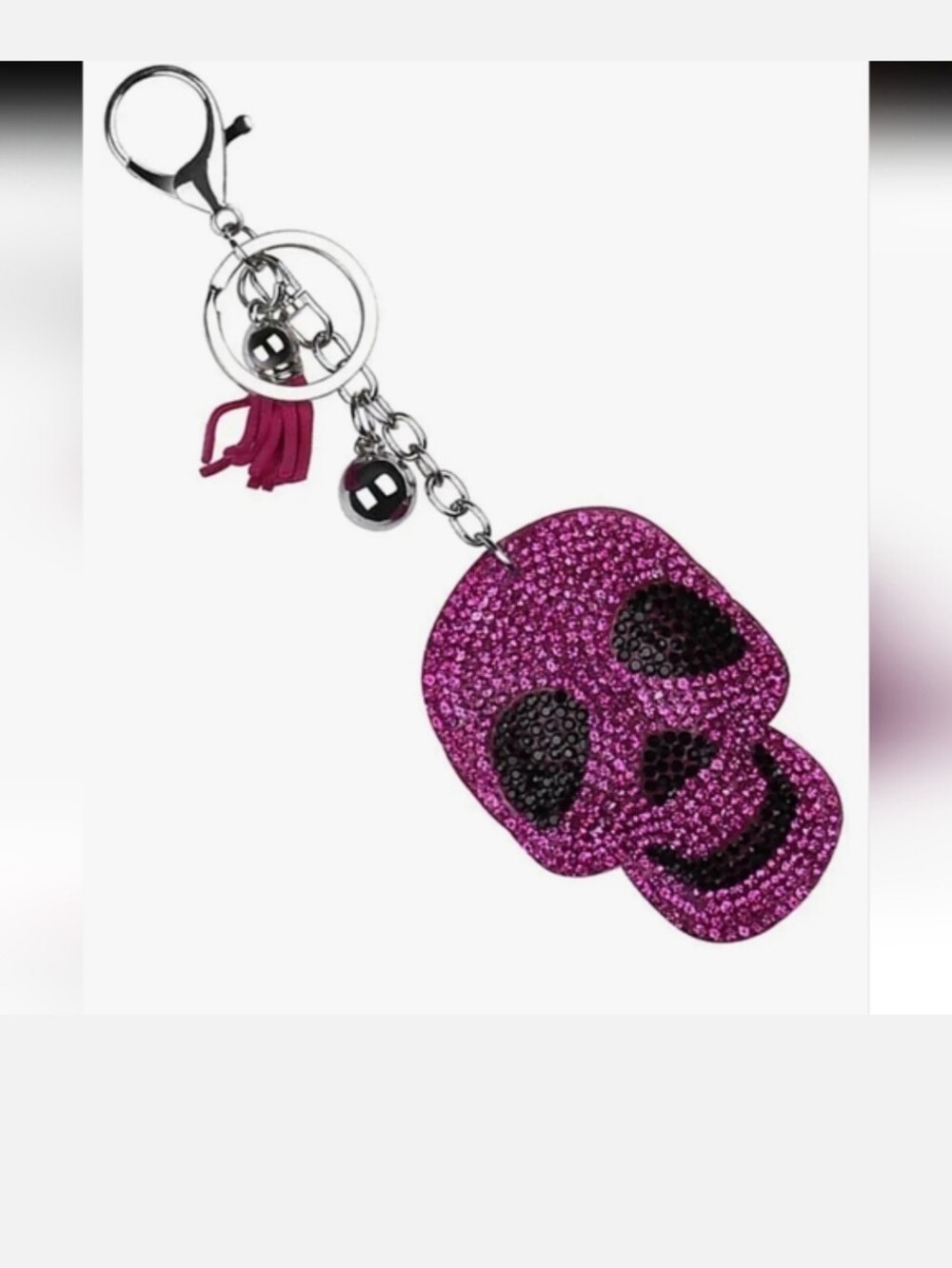 Rhinestone Tassel Key Ring for Purse Handbag Car Decor Skull Black/pink& Gold - Picture 9 of 13
